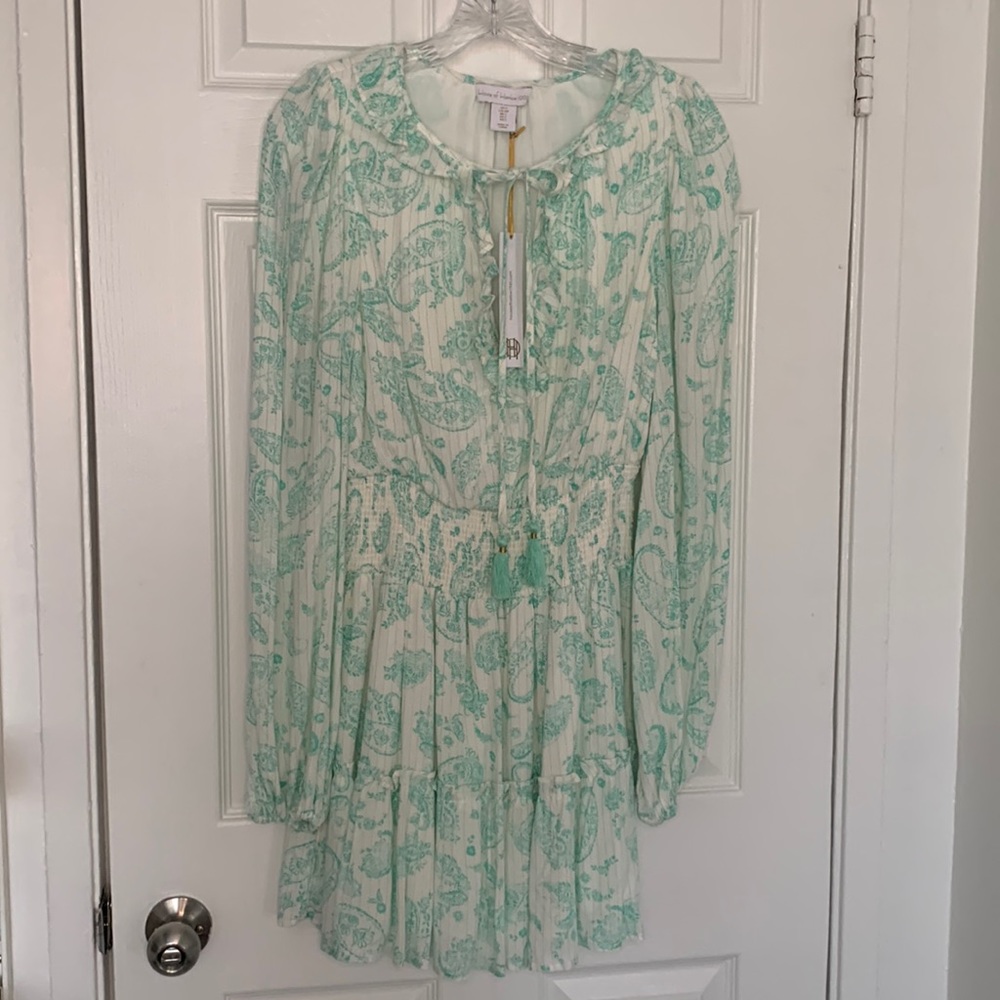 House of Harlow Green Paisley Mini Dress
